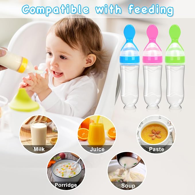 Baby Food Feeder 4 Pack Silicone Baby Food Dispensing Spoon-WAJIAYON, 3 oz - Image 2