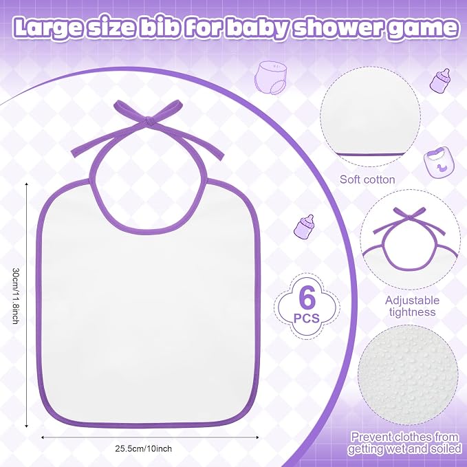 6 Sets Bottle Chug Baby Shower Games Juegos Para Plastic Baby Bottles Bibs Hat - Image 3