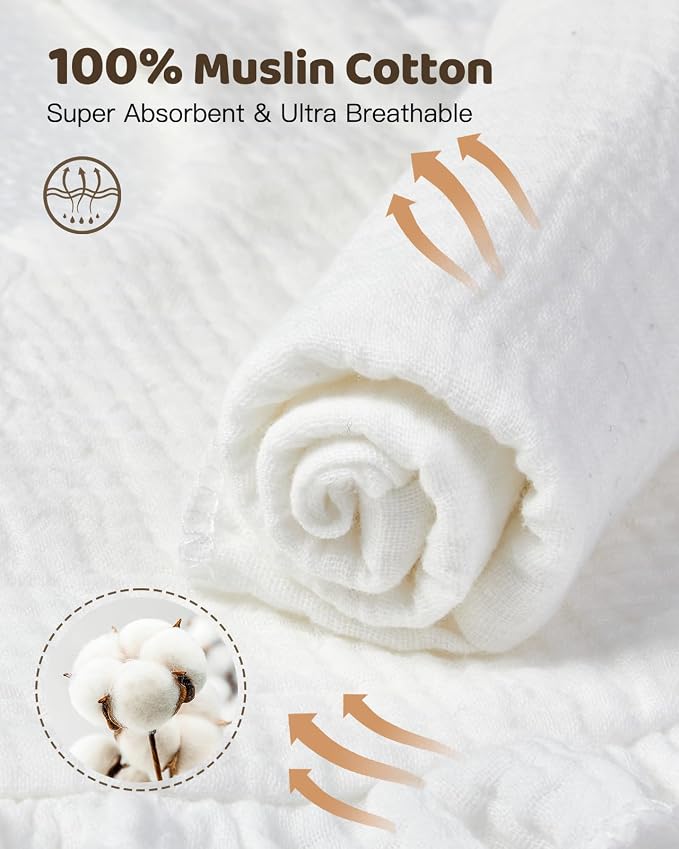 Lictin 8-Pack Muslin Baby Bibs - Image 4