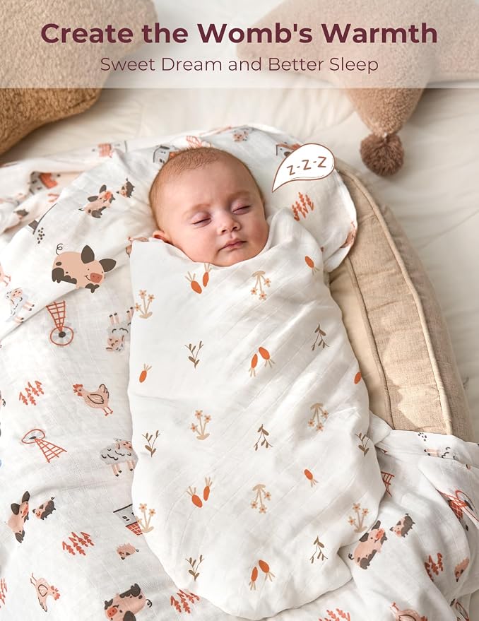 Momcozy Muslin Best Wishes Swaddle Blankets, Ultra Soft Neutral Registry - Image 2
