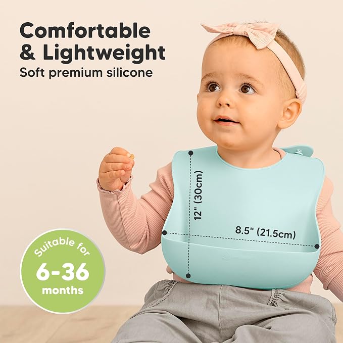KeaBabies 2-Pack Silicone Baby Bibs - Image 3