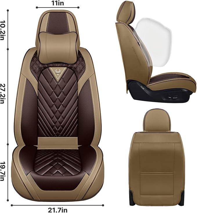 Leather Car Seat Cover Full Set, Waterproof and Protector, 5 Seat Cushion - Image 2