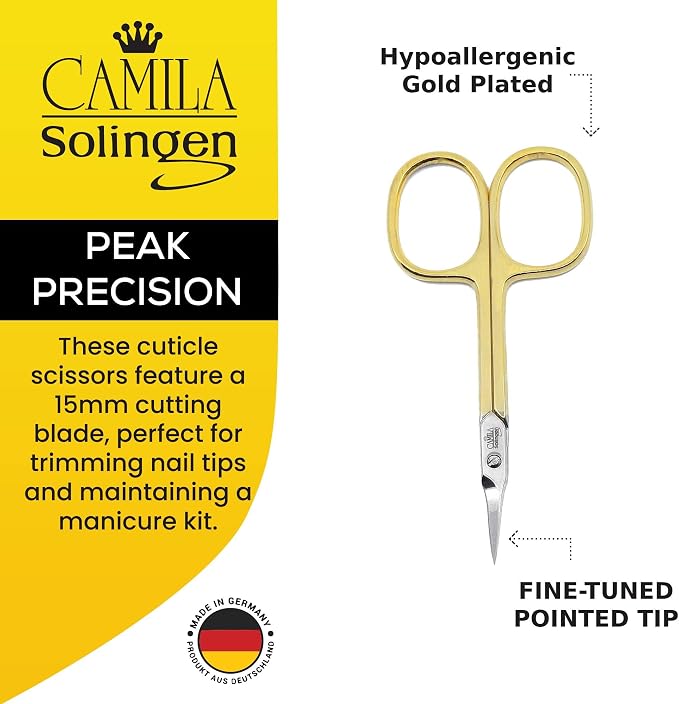 CS04 Professional Nail Cuticle Scissors, Hypoallergenic Gold Plated Sharp - Image 2