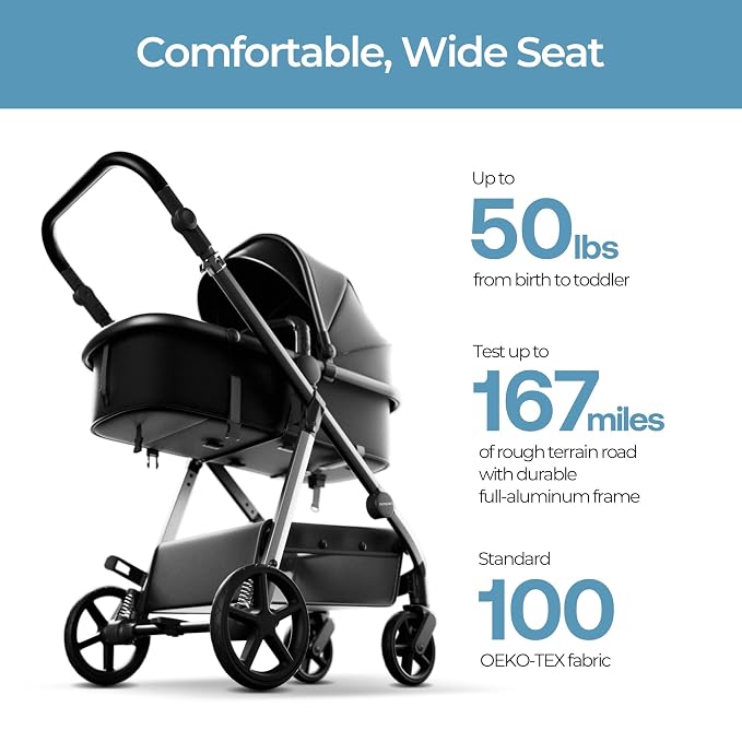 Mompush Baby Stroller, Convertible 2-in-1 - Image 3