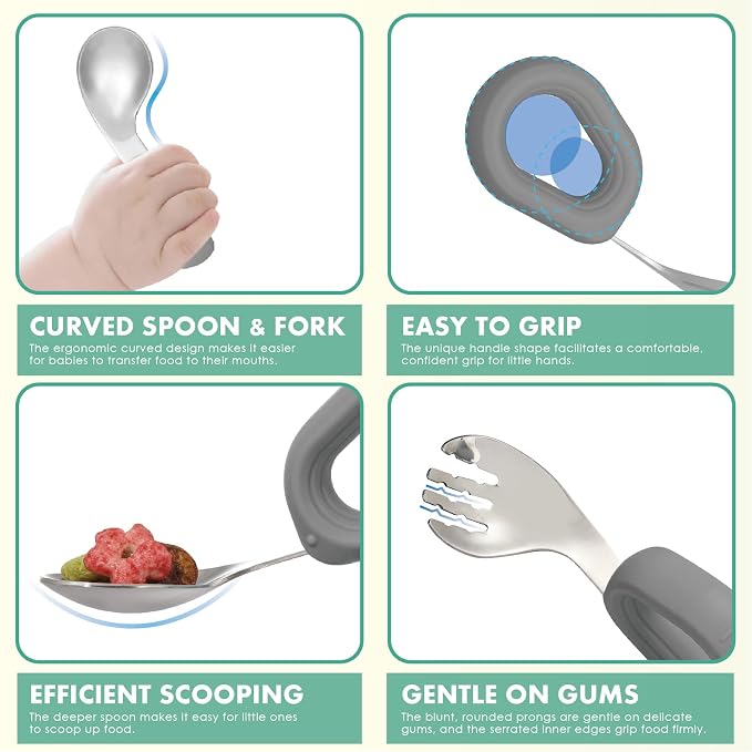 MR. CHOU Baby Bowl Set with Spoon & Fork, Insulated Double-Layer 18/8 Stainless - Image 7