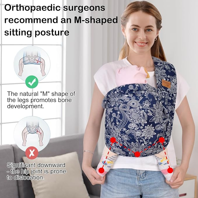 Baby Sling Carrier Newborn, Adjustable Easy Wearing Baby Nursing Warp Sling - Image 3