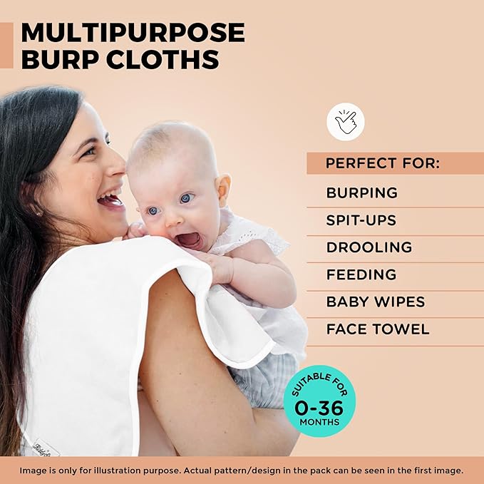 Premium 5-Pack Large Organic Cotton Burp Cloths – 3 Layers, Ultra Soft & - Image 4