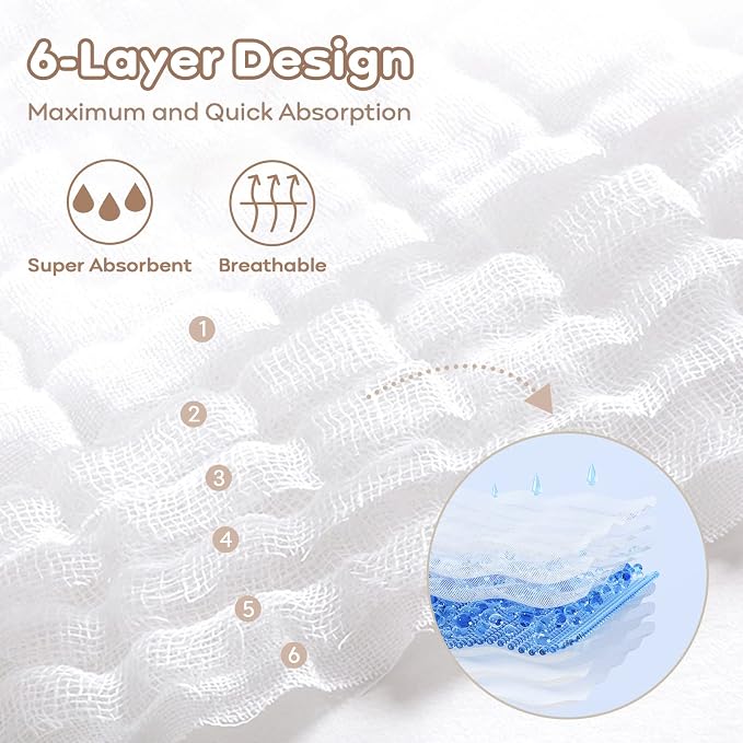 Yoofoss Muslin Baby Washcloths 100% Organic Cotton Face Towels 10 Pack Wash - Image 4