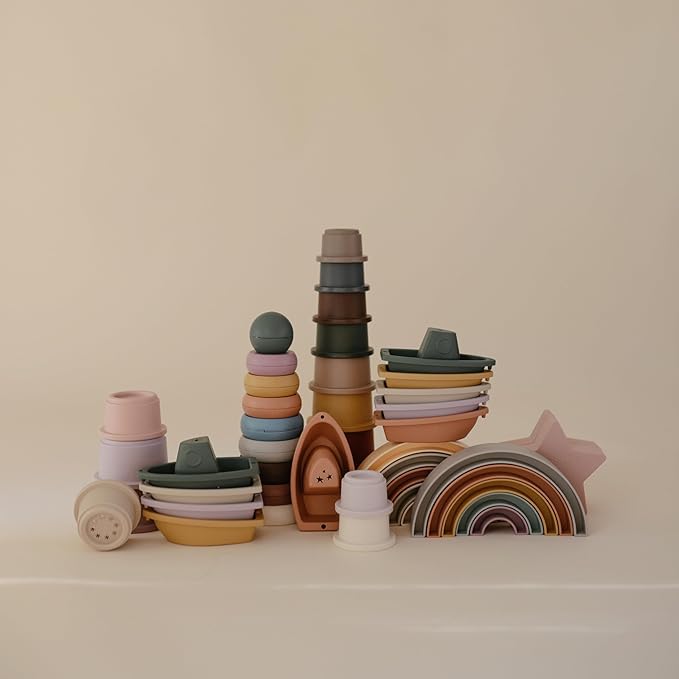 mushie Stackable Bath Boats Toy | Floating Bathtub Toys - Image 4