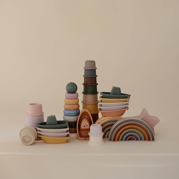 mushie Stackable Bath Boats Toy | Floating Bathtub Toys - Image 4