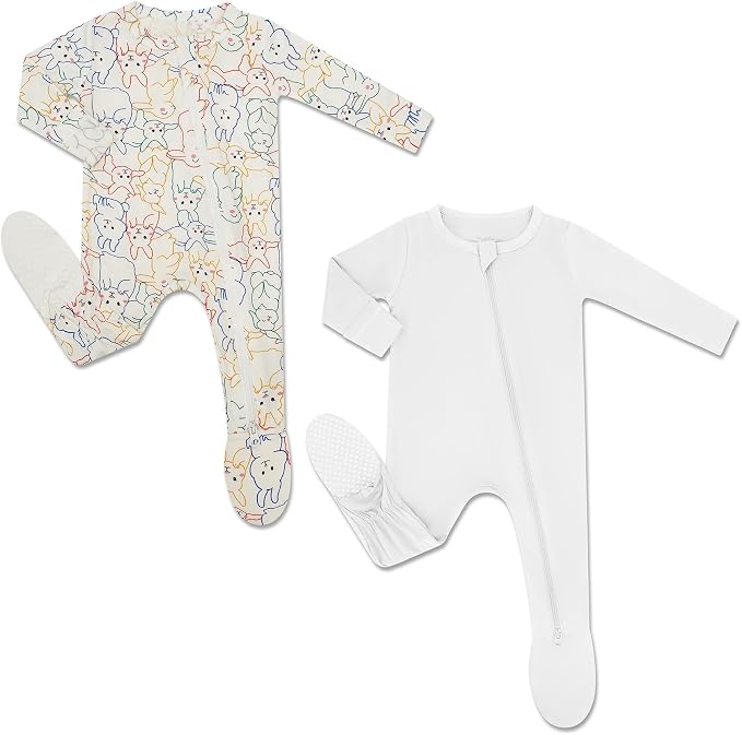 HAPIU Rayon from Bamboo Baby Footed Pajamas, 2 Way Zipper YKK, Footie by HAPIU