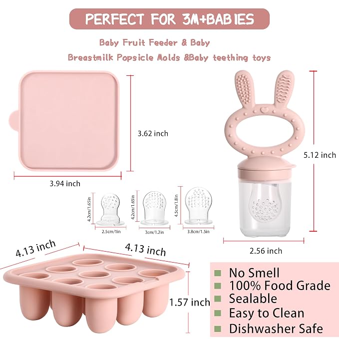WAJIAYON Baby Breastmilk Popsicle Molds & Baby Fruit Feeder, Infant Food - Image 2