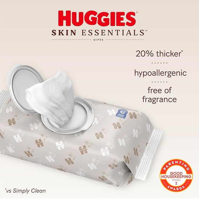 Huggies Skin Essentials Baby Wipes, Hypoallergenic, 99% Water, 15 Flip Top Packs - Image 2
