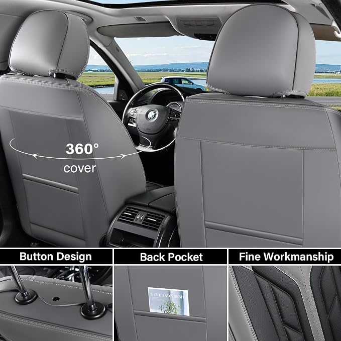 Coverado Car Seat Covers Full Set, Automotive Seat Covers Car Seat Protector - Image 2