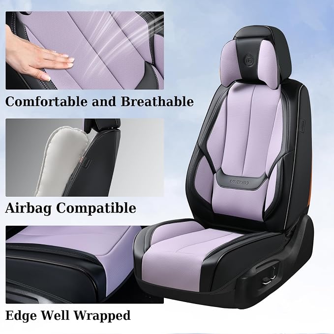 Coverado Universal Seat Covers Front, Waterproof Nappa Leather Car Seat Covers - Image 5