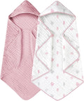 Yoofoss Hooded Baby Towels for Newborn 2 Pack 100% Muslin Organic Cotton Baby by YOOFOSS