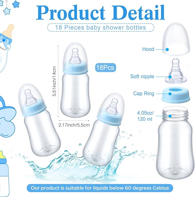 Roowest Bottle Chug Baby Shower Game Favors Including 18 Pcs Feeding Bottles - Image 2