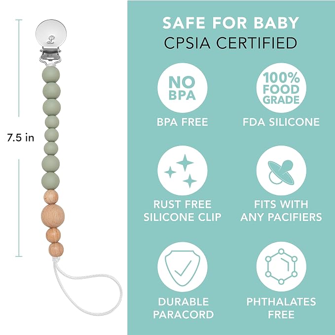 Colour Block Pacifier Clip – Food-Grade Silicone Soother Holder & Teether Strap - Image 5