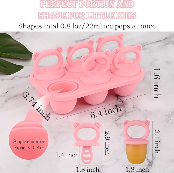 Sakolla Baby Popsicle Molds Mini 6-Cavity Silicone Ice Pop Mold - Image 3