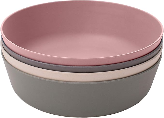 WeeSprout Bamboo Kids Bowls, Set of Four 15 oz Kid-Sized Dinnerware, Leftovers by WeeSprout