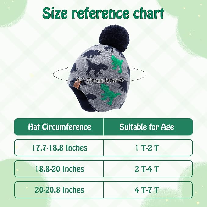 Duoyeree Kids Beanie Hat for Boys Girls Pom-pom Kint Hats Cozy Lining Winter - Image 6