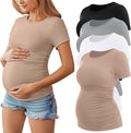 Huukeay 4 Pack Women's Maternity Shirts, Crew Neck Maternity Top Short Sleeve by Huukeay