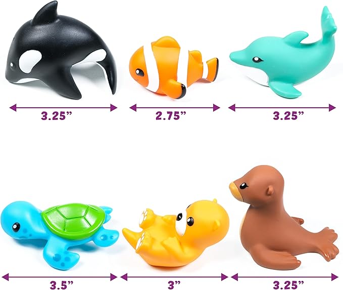 Tub Works® Marine™ Mold Free Bath Toys, 6 Pack | Sealed, No Hole Bath Toys - Image 6