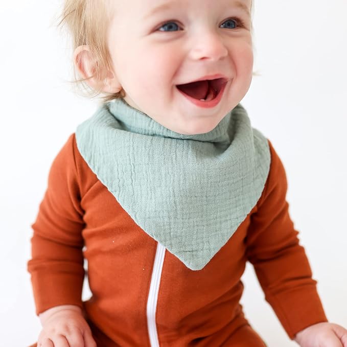 Konssy Muslin Baby Bibs 10 Pack Baby Bandana Drool Bibs 100% Cotton - Image 2