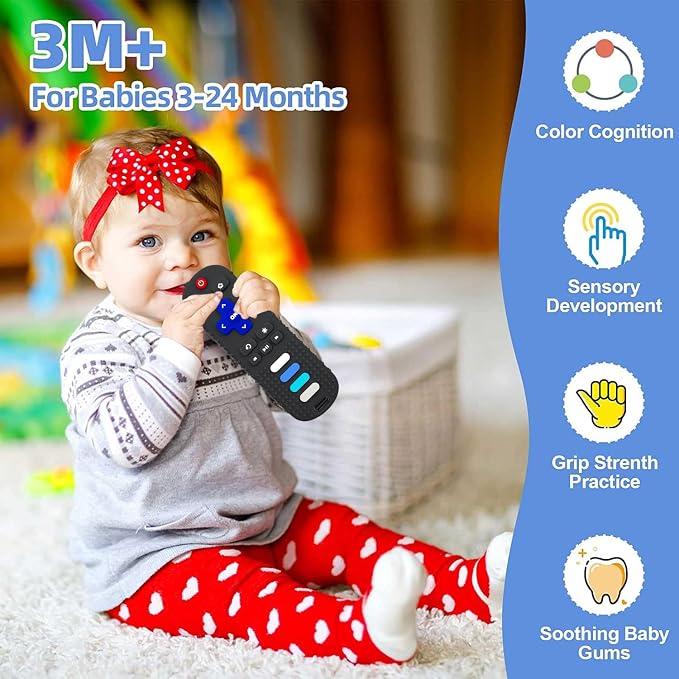 2-Pack Baby Teething Toys-TV Remote Control Shape Silicone Infants Teething Toys - Image 5