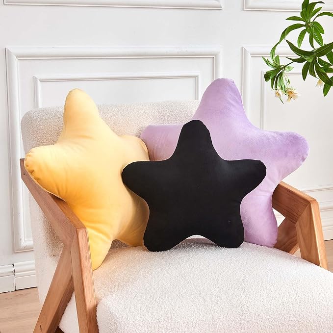 Lavender Star Throw Pillow, Cute Star Pillow Room Decor, Soft 19.6" Star Shaped - Image 3