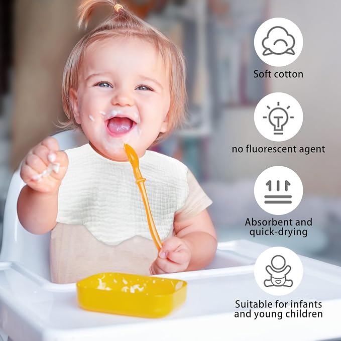 Baby Bibs Muslin Bibs for Baby Girl Boy for Drooling and Teething 10 Pack - Image 5