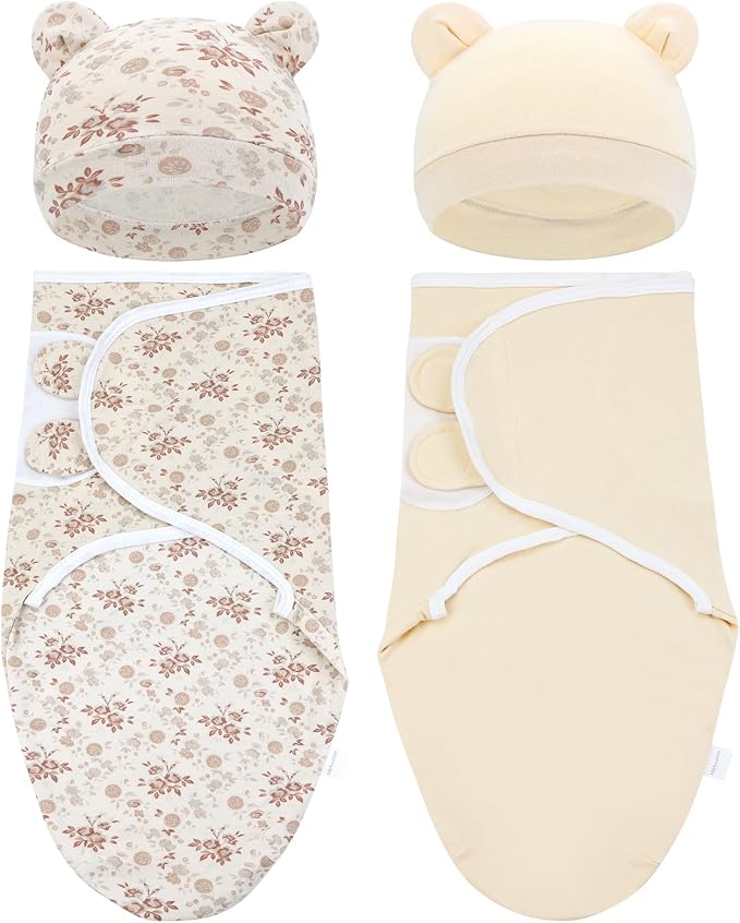 Cinaci 2 Pack Adjustable Soft Cotton Blend Newborn Baby Receiving Swaddle by Cinaci