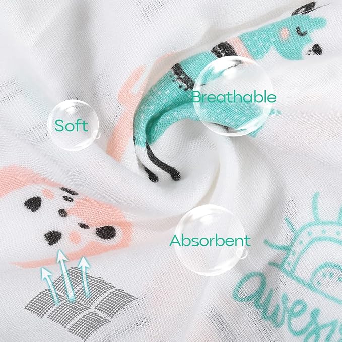 Yoofoss Muslin Burp Cloths for Baby 10 Pack 100% Organic Cotton Baby Washcloths - Image 4