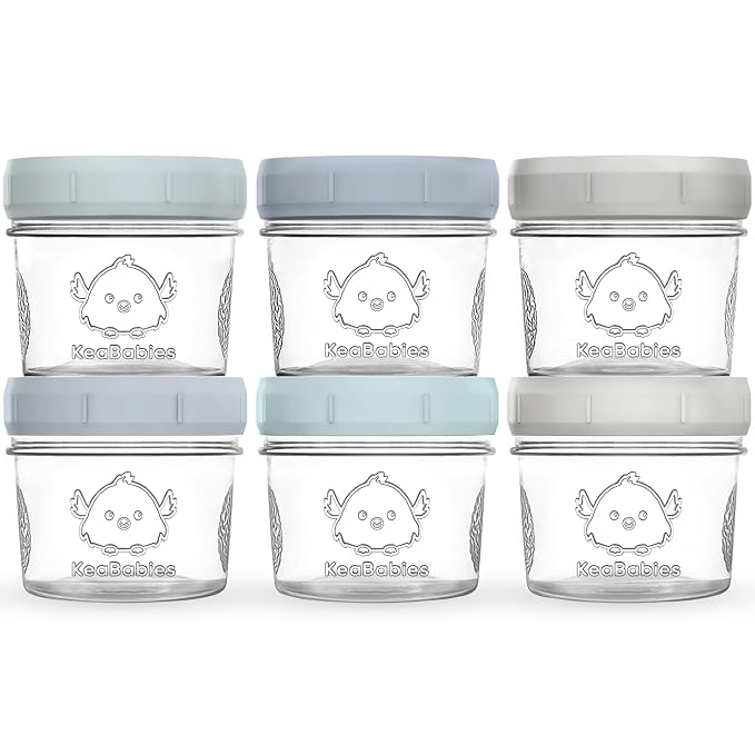 KeaBabies 6pk 4oz Glass Baby Food Containers by KeaBabies