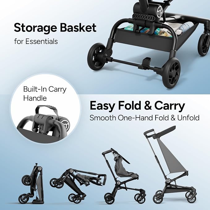 Mompush Jeto Lightweight Travel Stroller – 9.8 lbs Ultra-Compact, One-Hand Fold - Image 6