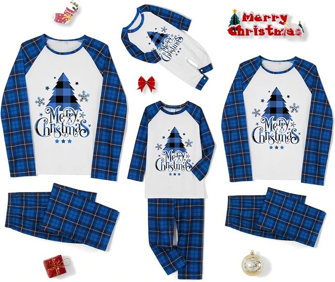 Awoscut Christmas Family Matching Pajamas Christmas Pjs Holiday Nightwear - Image 6