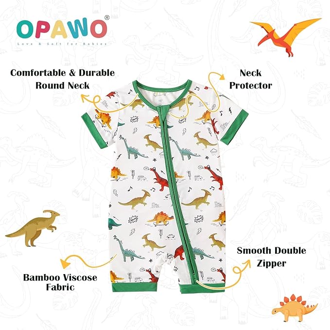 OPAWO Bamboo Baby Pajamas 3 Pack, Double Zipper Bamboo Sleepers - Image 3