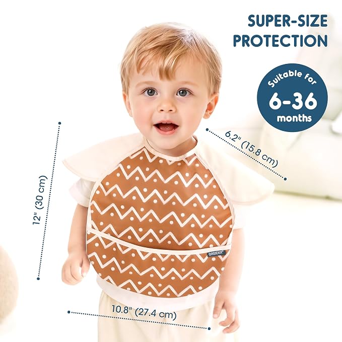 GRSSDER 3-pack Mess Proof Baby Feeding Bibs - Image 3
