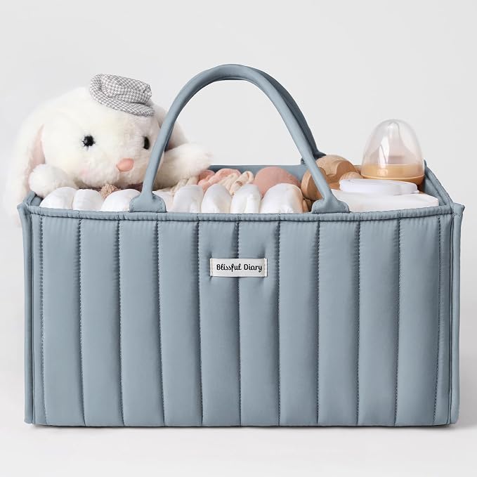 Blissful Diary Baby Diaper Caddy Organizer, Stylish Storage Basket by ForEveryBabysBetterLife