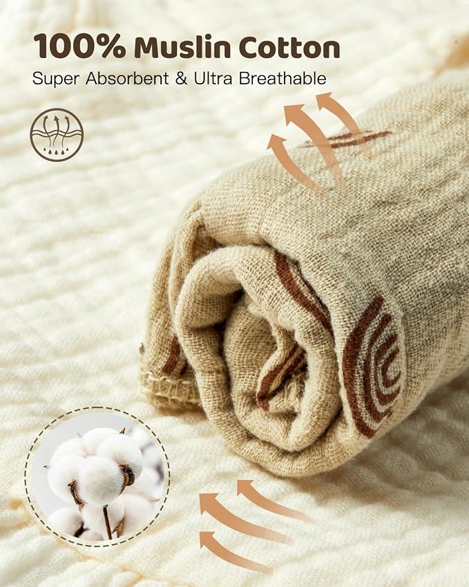 Lictin 8-Pack Muslin Baby Bibs - Image 4
