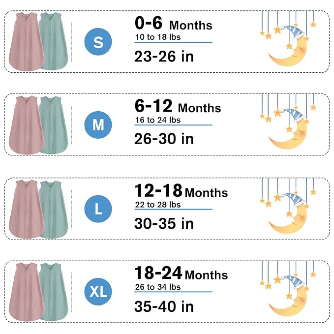 2 Pack Baby Sleep Sack 18-24 Months 100% Organic Cotton Muslin Baby Sleeping - Image 6