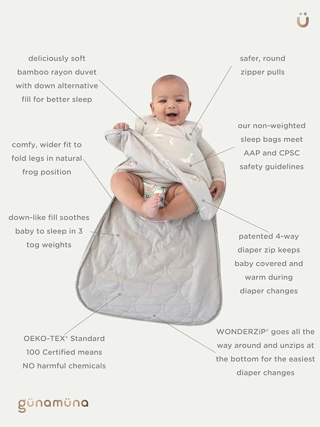 GUNAMUNA günamüna Unisex Baby, Toddler Wearable Blanket, Sleeping Bag Bamboo - Image 5