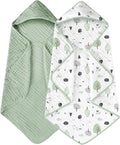 Yoofoss Hooded Baby Towels for Newborn 2 Pack 100% Muslin Organic Cotton Baby by YOOFOSS