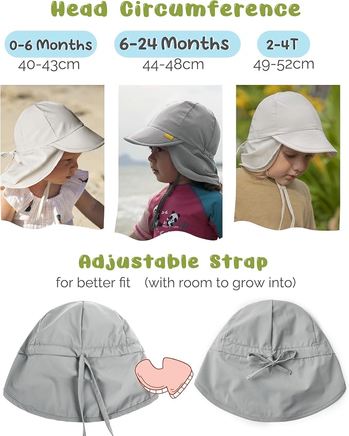 FURTALK Baby Sun Hat Girls and Boys Summer Beach Swim Hat Essentials UPF 50+ - Image 6