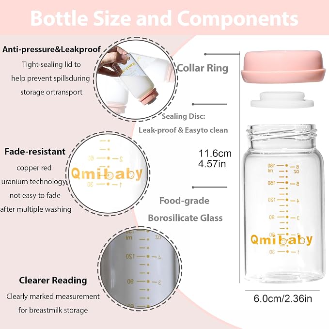 Breast Milk Storage Bottles 180ml 6oz BPA-Free Leak-Proof Baby Bottle - Image 2