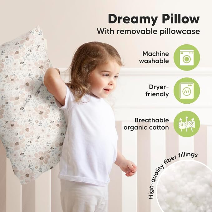 KeaBabies Toddler Pillow with Pillowcase, Jumbo 14X20 - Image 4