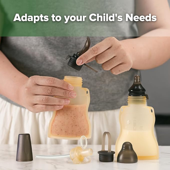 haakaa Baby Food Pouch Refillable Baby Squeeze Silicone Yummy Pouch, Soft - Image 7