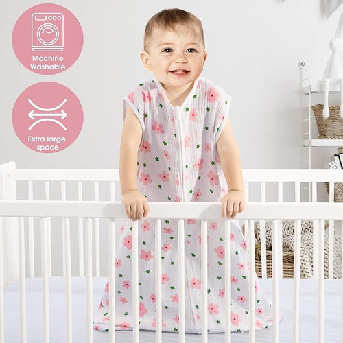 2 Pack Baby Sleep Sack 0-6 Months 100% Cotton Muslin Baby Sleeping Bag 2-Way - Image 2