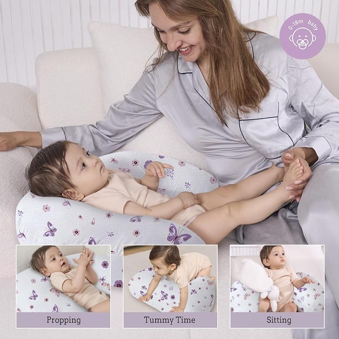 Little Grape Land Nursing Pillow, Soft 100% Cotton Breastfeeding Pillow - Image 5