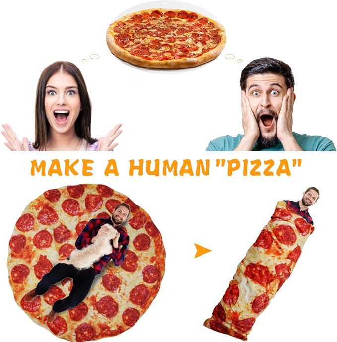 Lhedon Pizza Blanket Adult Size, Blankets Queen Size, 80 Inches Round Pepperoni - Image 3